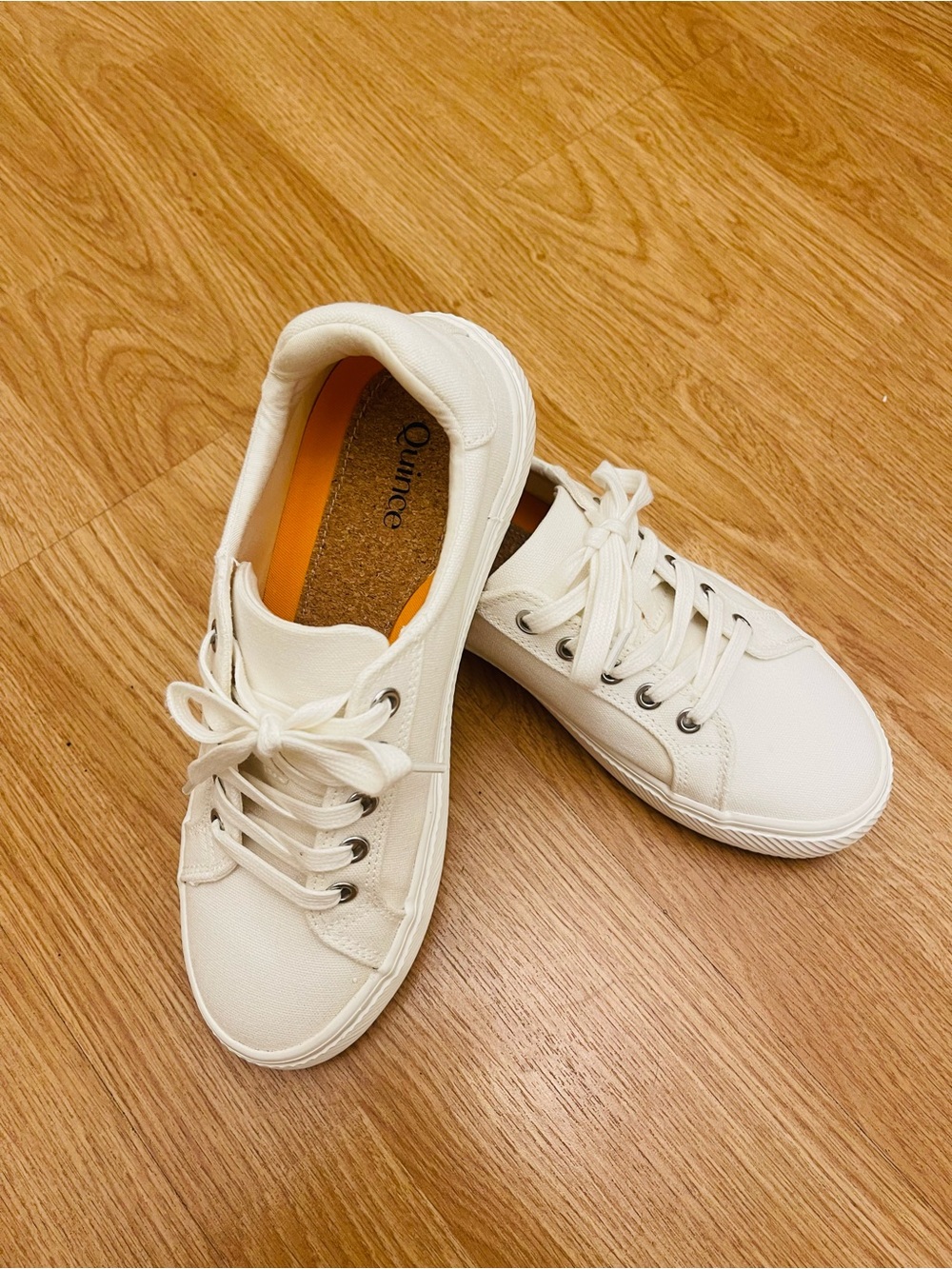 Quince Women's Off-White Canvas Lace-Up Sneakers